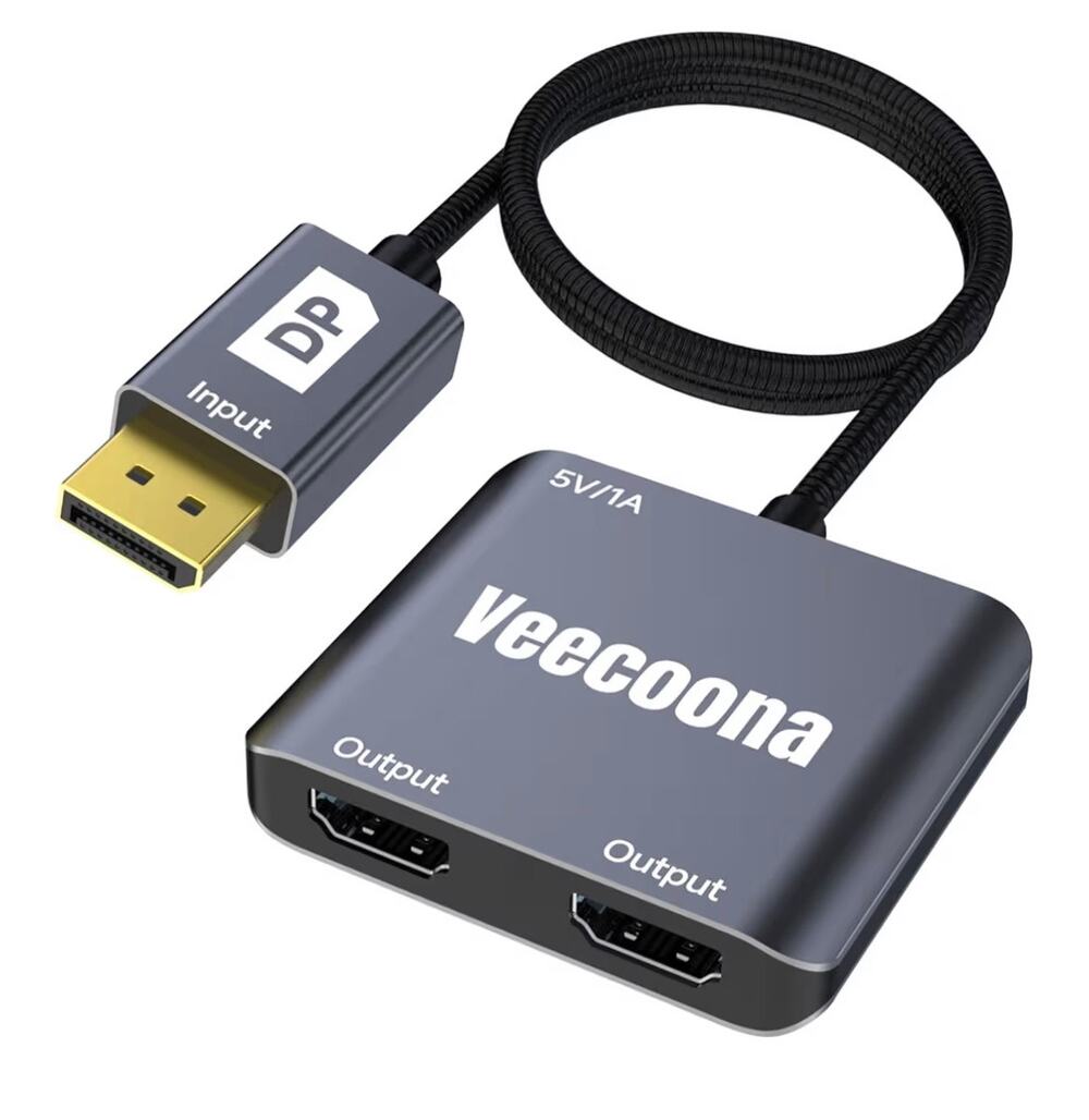 New DisplayPort to Dual HDMI Adapter 1 in 2 Out  DP Source to HDMI Splitter